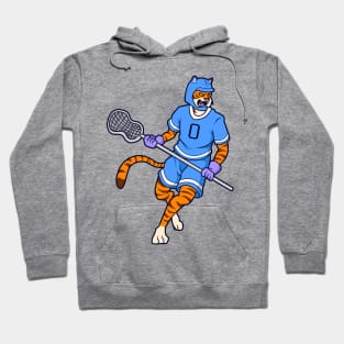 Cartoon Tiger playing Lacrosse Hoodie